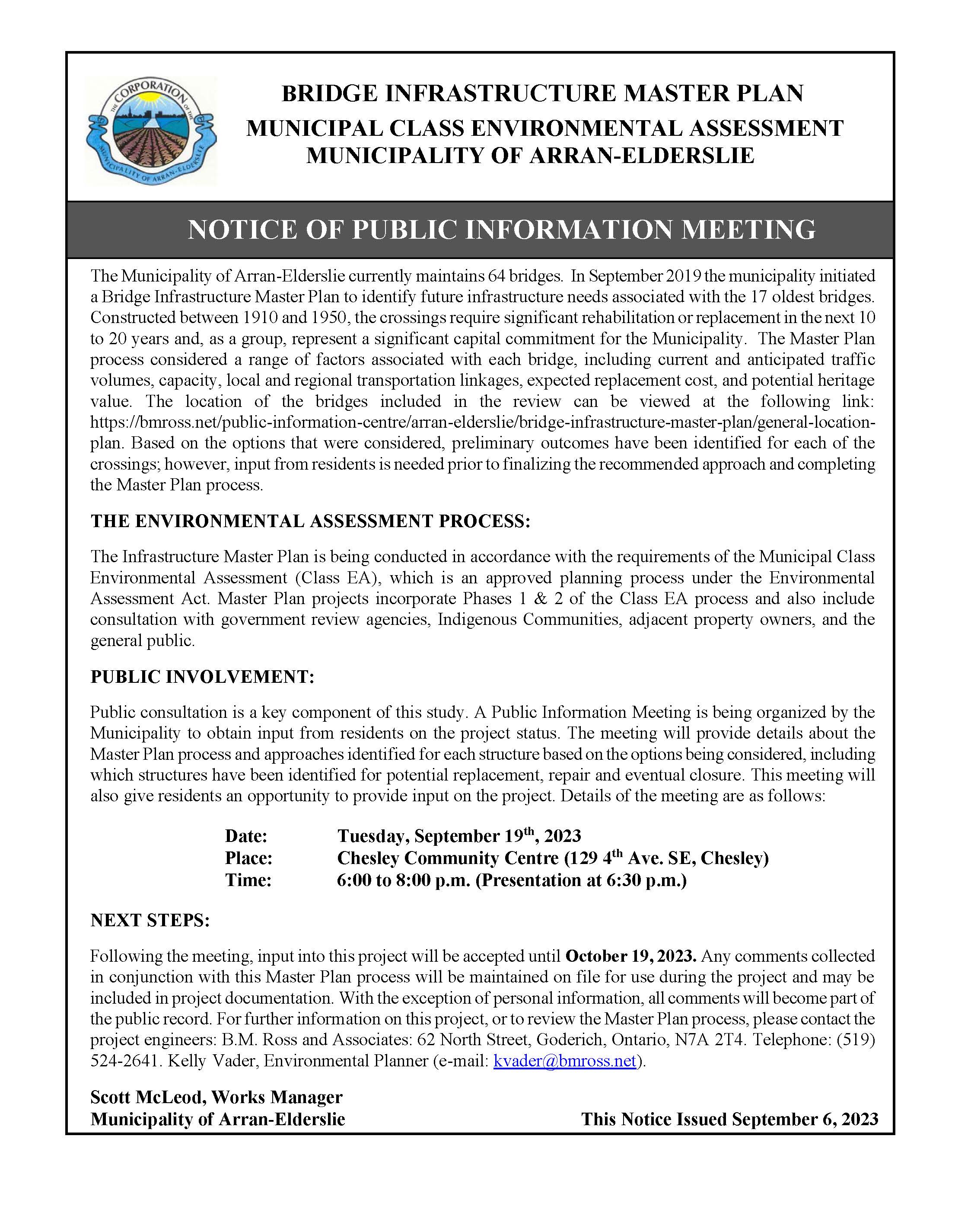 Public Meeting Notice- Bridge Infrastructure Master Plan