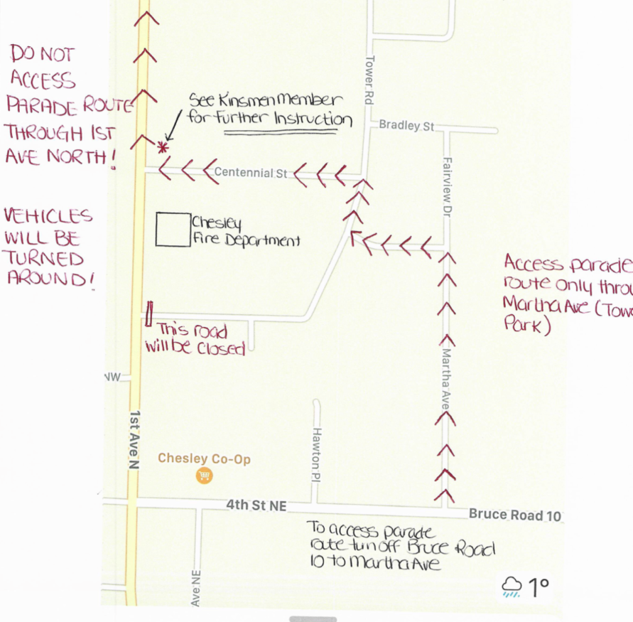 Chesley Parade Map