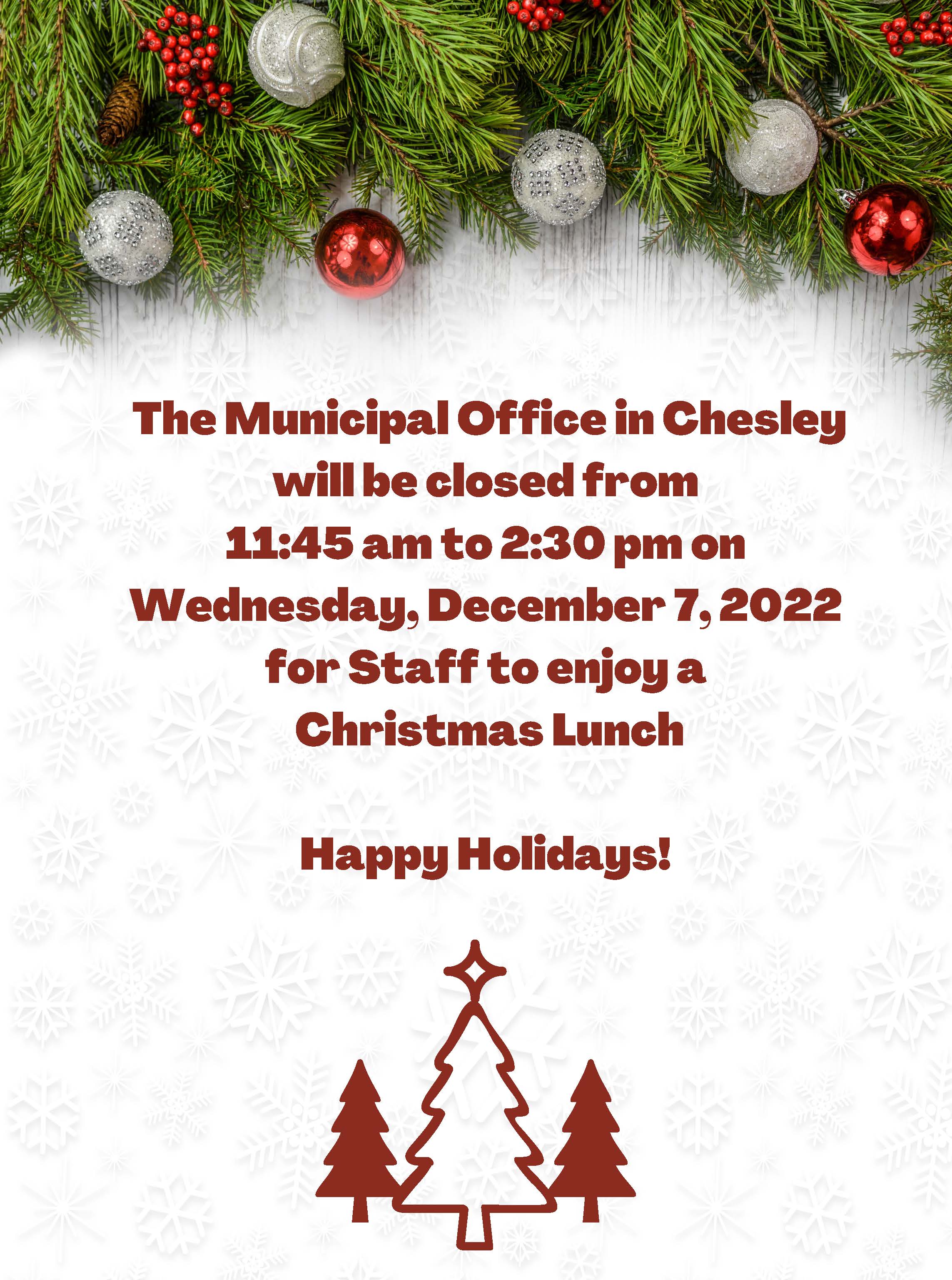 Christmas Lunch Closure Notice 