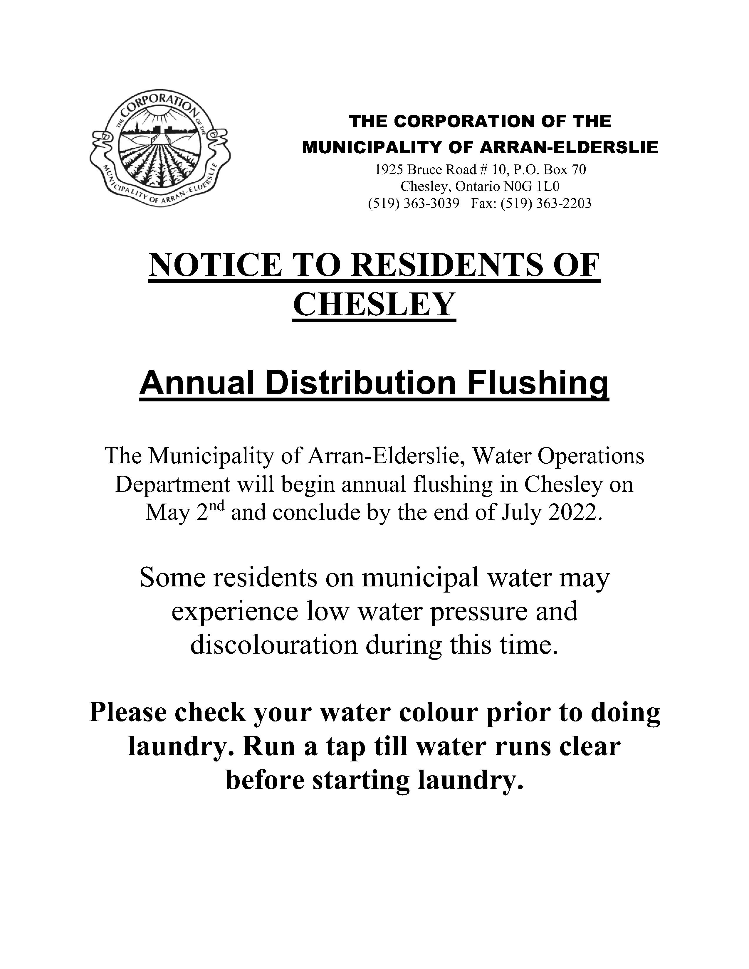 2022 Water System Flushing Notice 