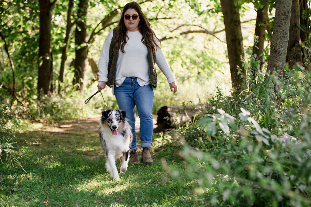 Walking dog on trail