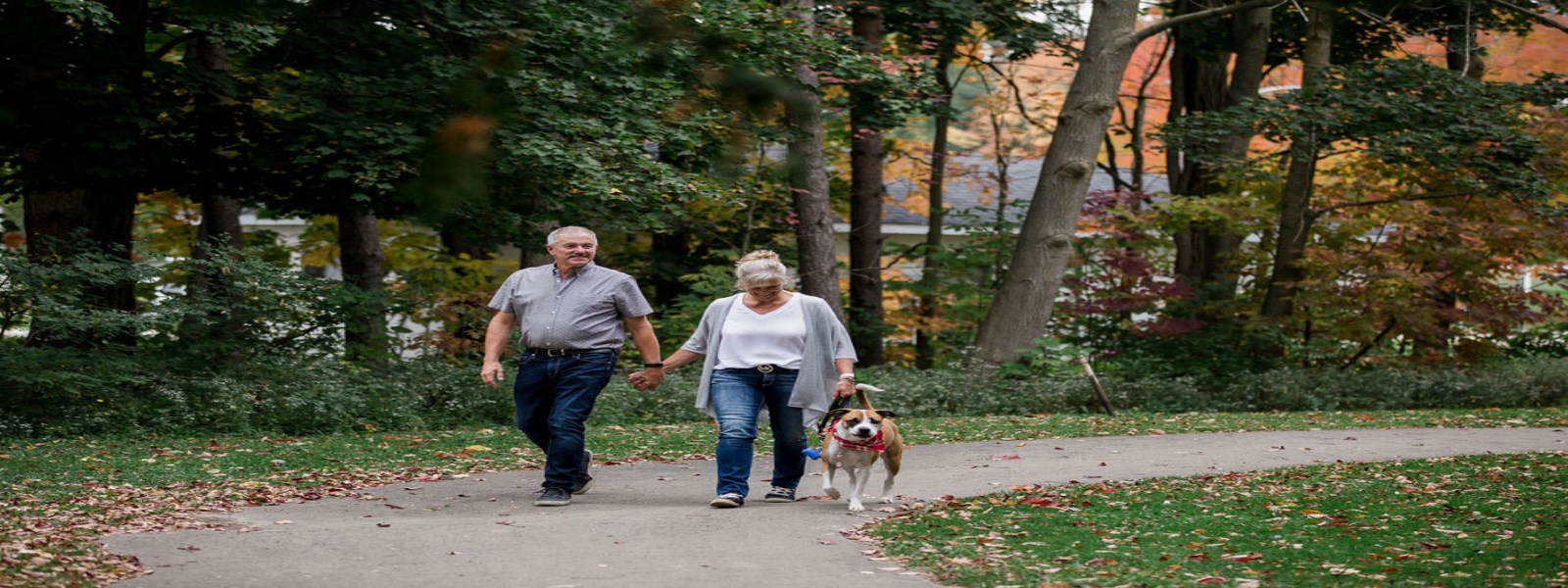 Couple walking on trail