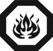 Universal flammable symbol of flames inside octagon