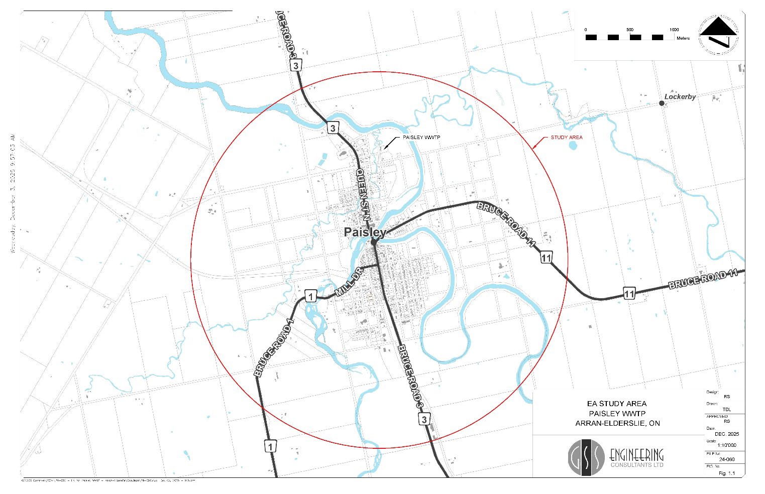 Map of paisley showing the surrounding area to be notified of wastewater treatment plant study