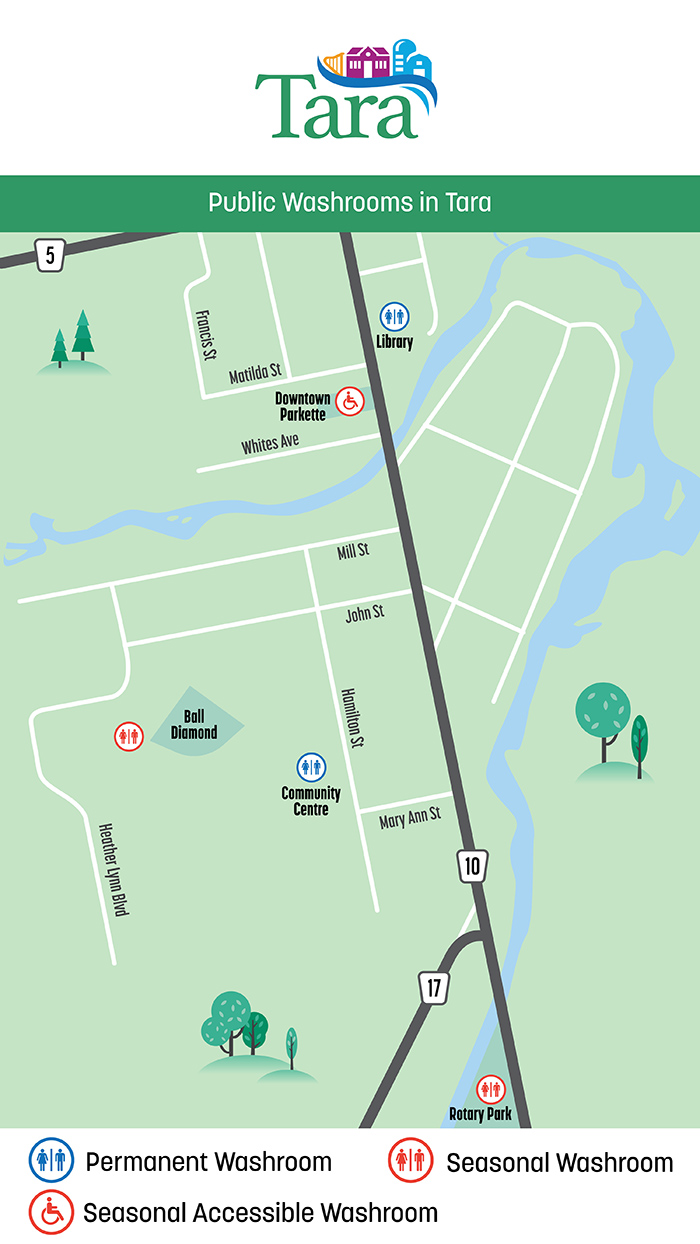 map of public washrooms in tara