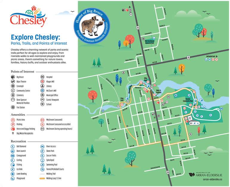 Chesley Parks Trails and Points of Interest Map